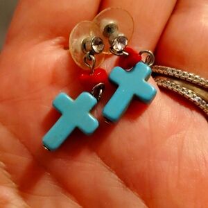 Turquoise Cross Earrings